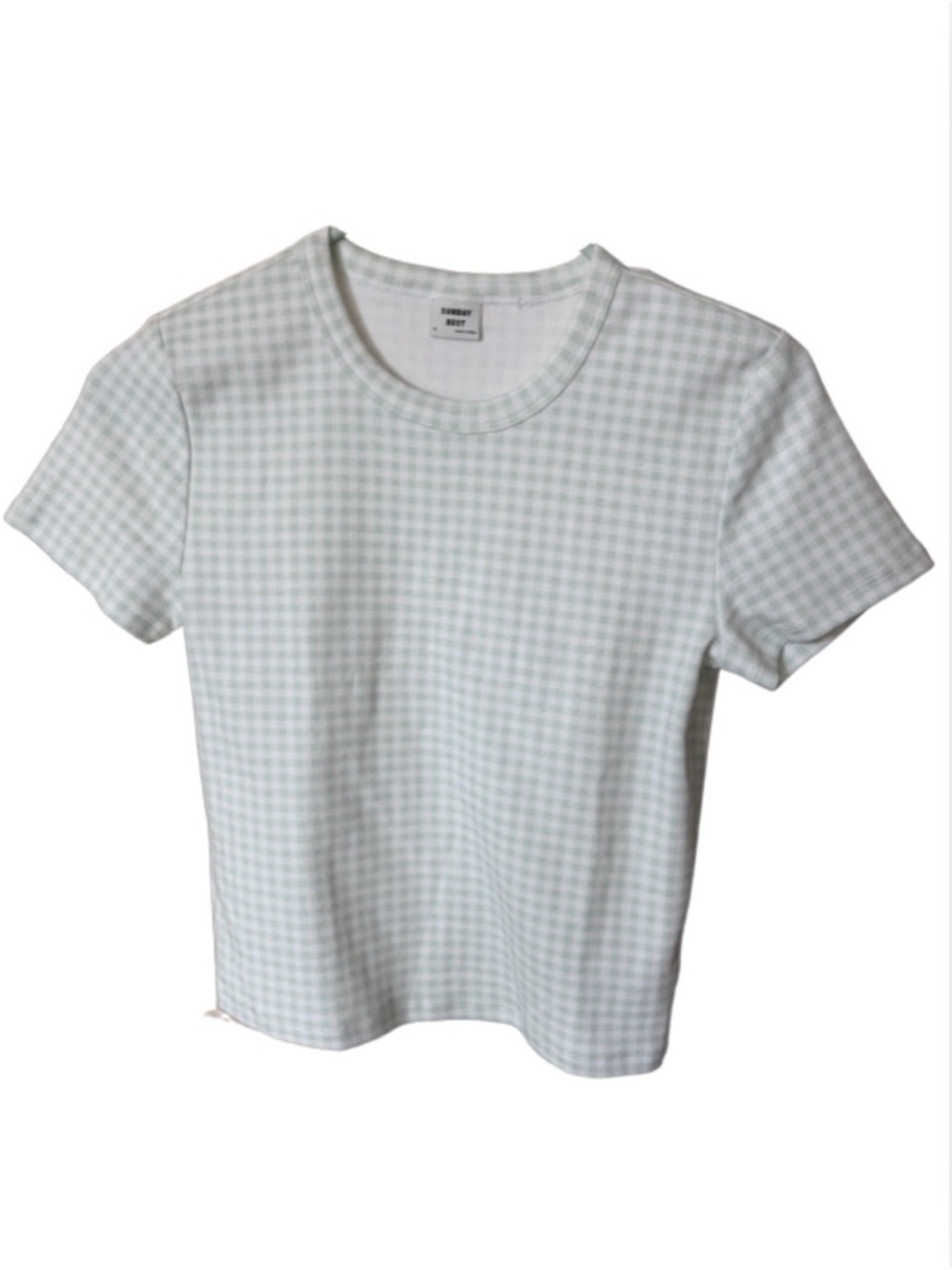 Sunday Best Gingham Baby Tee | Soft Stretch Cotton | Fitted Crop | Size S